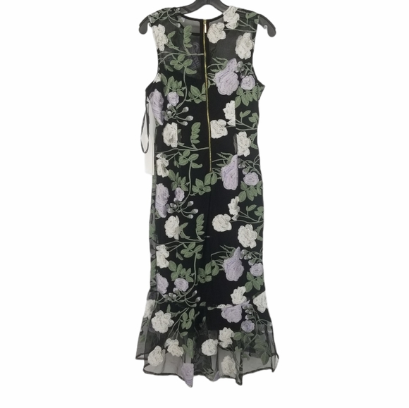 Calvin Klein Embroidered Floral Flounce Dress Sz 4 - Picture 3 of 11